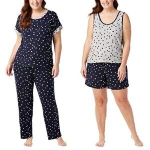 NEW Lucky Brand Women's XL Tee Tank Short & Pant Pajama Set Stars Printed